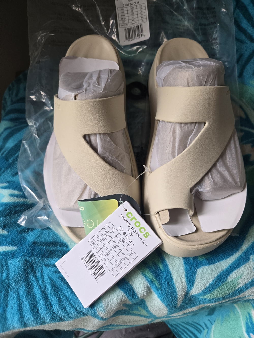 CROCS Getaway Platform Toe Loop Sandals in Beige